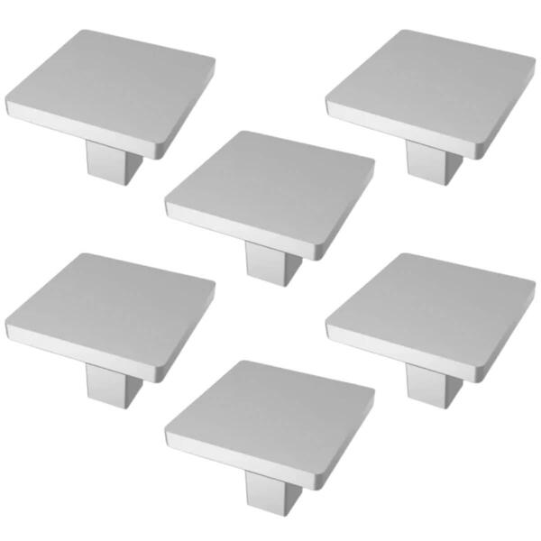 Kit 6 Puxadores Aspen 188 Ponto Quadrados Cromo Acetinado Pa