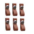 Kit 6 Puxadores Couro Caramelo