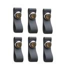 Kit 6 Puxadores Couro Cinza