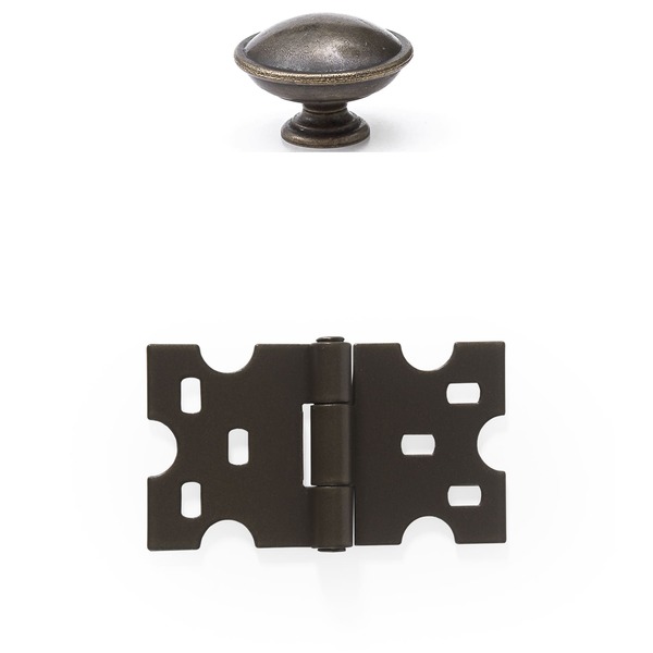 Kit 6 Puxadores Redondos + 12 Dobradiças Mexicana - Ouro Velho