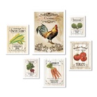 Kit 6 Quadros Cozinha Rústica Country - Com Vidro Moldura Bra