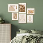 Kit 6 Quadros Decorativos Abstrato Boho Trigo Bege Minimalista