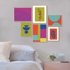Kit 6 Quadros Decorativos Abstrato Colorido Moderno Ramos