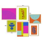 Kit 6 Quadros Decorativos Abstrato Colorido Moderno Ramos