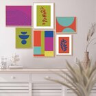 Kit 6 Quadros Decorativos Abstrato Colorido Moderno Ramos