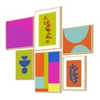 Kit 6 Quadros Decorativos Abstrato Colorido Moderno Ramos