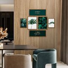 Kit 6 Quadros Decorativos Com Moldura Folhas Frases Cozinha