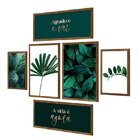 Kit 6 Quadros Decorativos Com Moldura Folhas Frases Cozinha