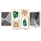 Kit 6 Quadros Decorativos Geométrico Folhas Frases Sala