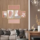 Kit 6 Quadros Decorativos Para Quarto Frases Folhas Abstrato
