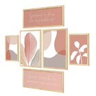 Kit 6 Quadros Decorativos Para Quarto Frases Folhas Abstrato