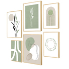 Kit 6 Quadros Decorativos Sofisticados Tons Claros Quarto