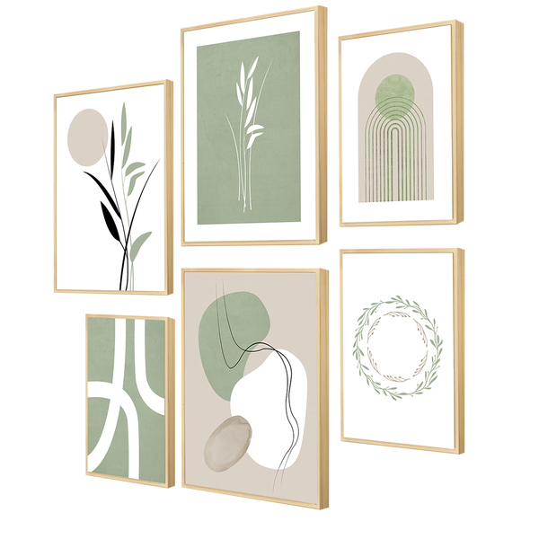 Kit 6 Quadros Decorativos Sofisticados Tons Claros Quarto