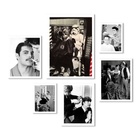 Kit 6 Quadros Para Barbearia - Famosos Antigos - Com Vidro Mo