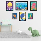 Kit 6 Quadros Quarto Infantil Tema Animais Marinhos - Com Vid