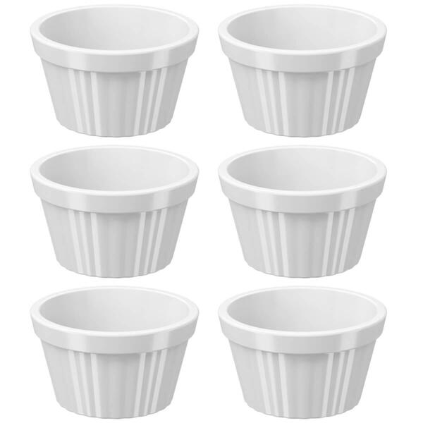 Kit 6 Ramekins Brancos Canelados 90ml Maionese Chimichurri Vi