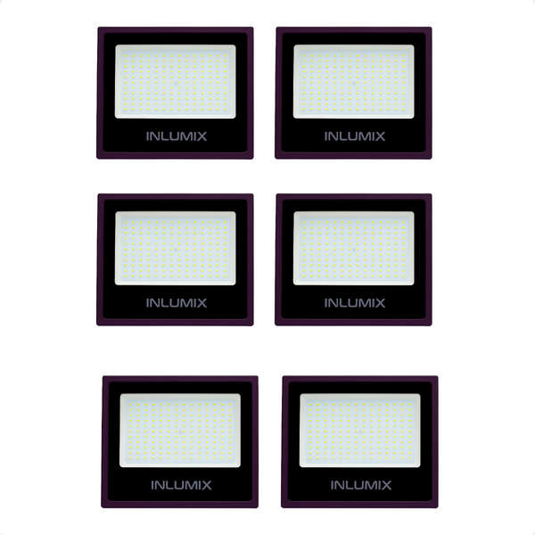 Kit 6 Refletor Holofote De Led 50w Branco Frio 6500k Preto 11