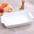 Kit 6 Refratários 23,5x15x5cm Travessa Porcelana Branca Com A