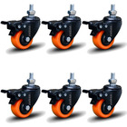 Kit 6 Rodízio Linha Black Parafuso 3/8" 50mm Com Freio 300kg