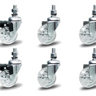 Kit 6 Rodízio Silicone Pvc Gel Cristal Parafuso 2" 50mm 2 Com