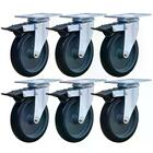 Kit 6 Rodízios Anti Risco Móveis 5" 128mm 450kg Com Freio - C