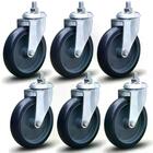 Kit 6 Rodízios Anti Risco Móveis 5" 128mm 450kg Sem Freio - C