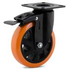 Kit 6 Rodízios Linha Black Placa 6" 152mm 1200kg Laranja Com