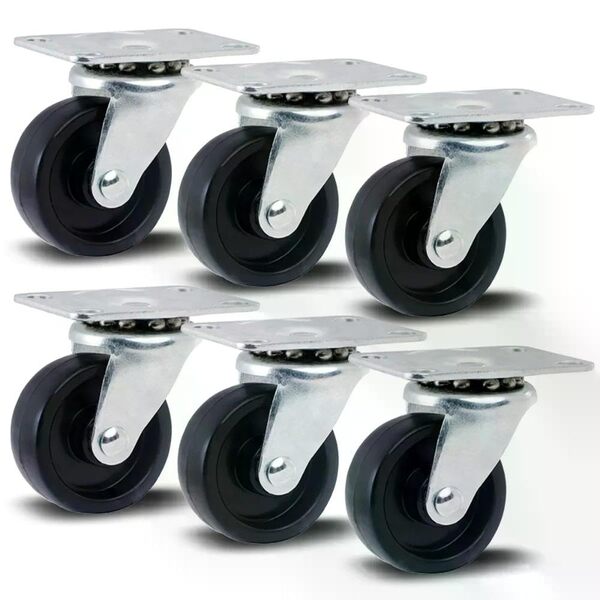 Kit 6 Rodízios Série Leve 10 1.5/8" 41mm Placa - Polipropilen