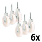 Kit 6 Roldana Branca Plástica Com Parafuso 6cm