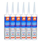 Kit 6 Silicone Branco Acetico Autofix 230g