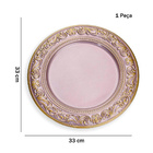 Kit 6 Sousplats De Plástico Rosa E Dourado Com Detalhe Em Ara