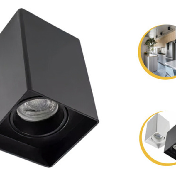 Kit 6 Spot De Sobrepor Quadrat C/ 6 Lâmpada Led Mr16 - Preto