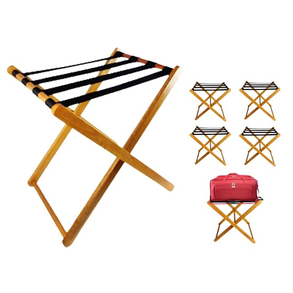 Kit 6 Suporte De Malas Bagagens Em Madeira Para Hotel Pousada