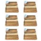 Kit 6 Tábuas Para Servir Hambúrguer Ramekin 30ml Teca 22,5cm