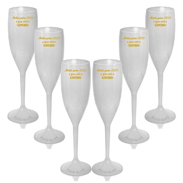 Kit 6 Taças Champagne Personalizadas Metas Para 2021