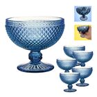 Kit 6 Tacas De Sobremessa - Vidro Bico De Jaca Azul Conjunto