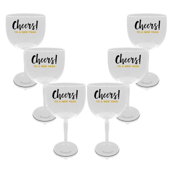 Kit 6 Taças Gin Brancas Personalizadas Cheers - Fim De Ano