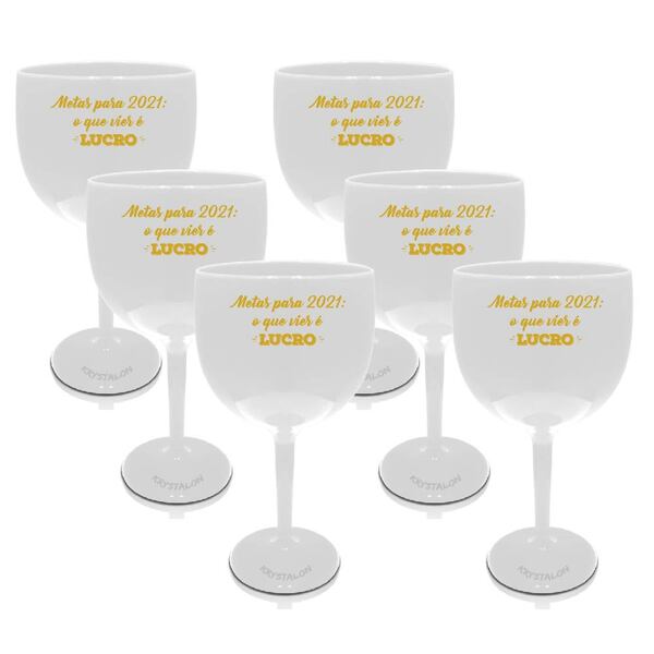Kit 6 Taças Gin Brancas Personalizadas Metas Para 2021