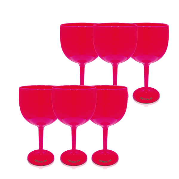 Kit 6 Taças Gin Rosa Acrílico Poliestireno