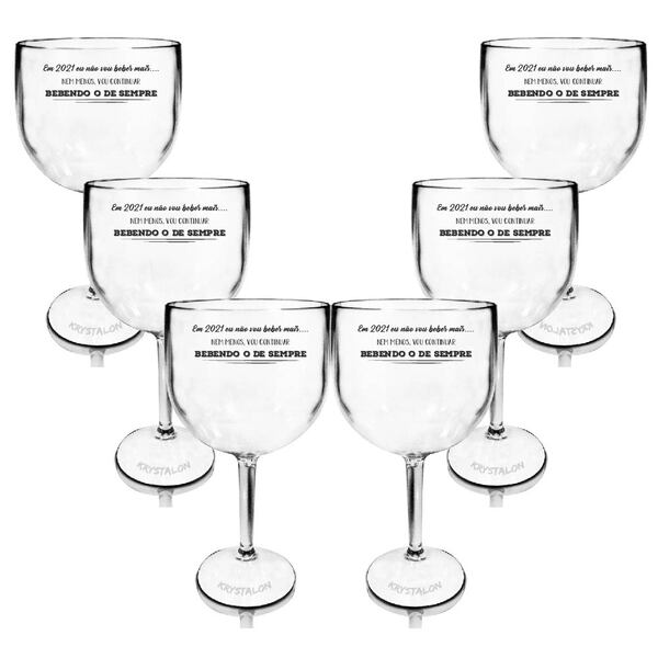 Kit 6 Taças Gin Transparentes Personalizadas Vou Beber O Mesmo