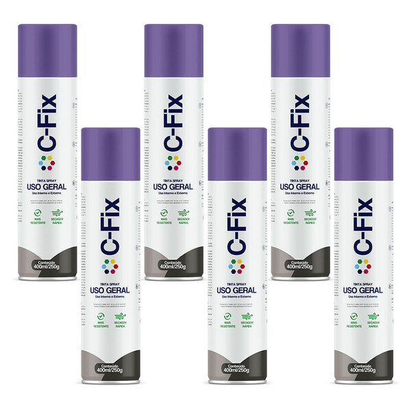Kit 6 Tintas Spray Violeta Claro Uso Geral Int/ex 400ml Cfix