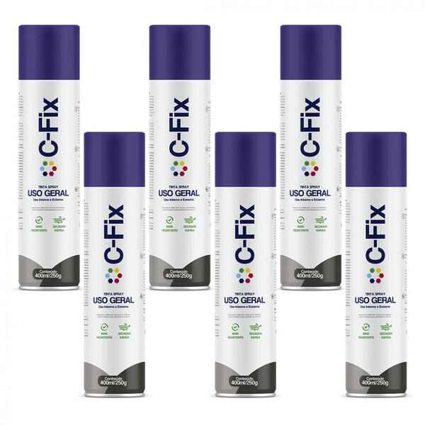 Kit 6 Tintas Spray Violeta Escuro Uso Geral In/ex 400ml Cfix