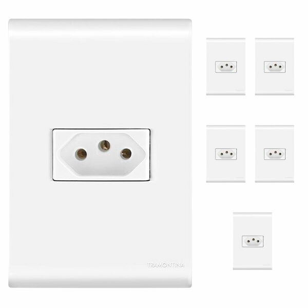 Kit 6 Tomada 20a Amperes Tramontina Linha Liz Com Espelho 4x2