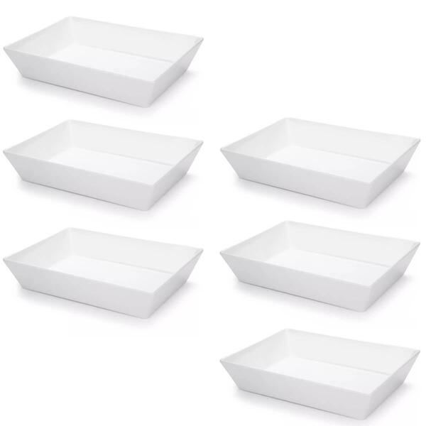 Kit 6 Travessa Retangular 2,2l Branca Servir A Mesa Salada So