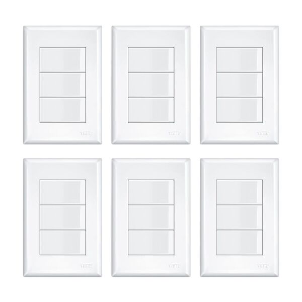 Kit 6 Un. Interruptor 3 Teclas Com Placa 4x2 Fame Evidence