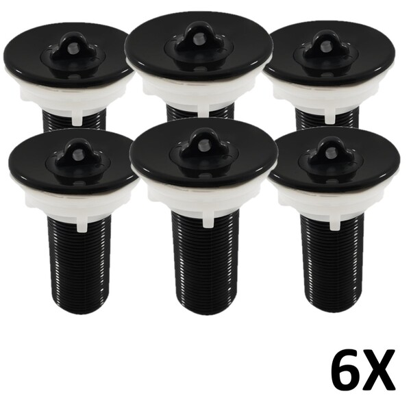 Kit 6 Válvula P/ Lavatório Cuba 7/8 Com Tampa Preto Astra