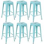 Kit - 6 X Banquetas Altas Iron Tolix - 76 Cm - Azul Tiffany