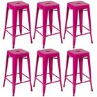 Kit - 6 X Banquetas Altas Iron Tolix - 76 Cm - Rosa Pink