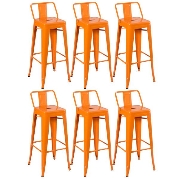 Kit - 6 X Banquetas Altas Iron Tolix Com Encosto - Industrial