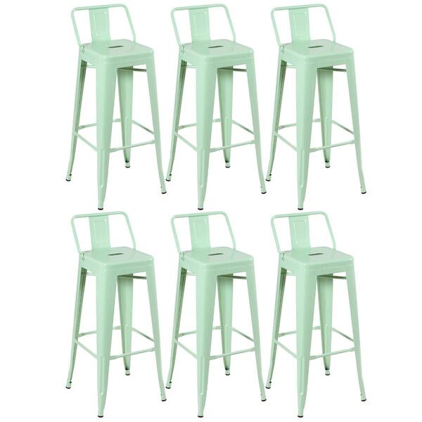 Kit - 6 X Banquetas Altas Iron Tolix Com Encosto - Industrial